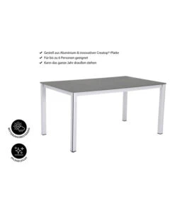 MWH Loft-Tisch Elements, Ca. B160/H74/T90 Cm -Gardena Store 1897149 WE IG 001 ElementsTisch160x90x74cmSilberNEU