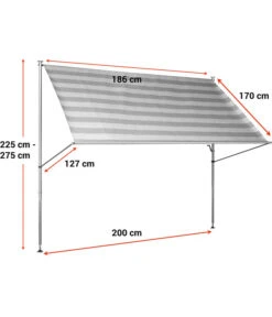 Angerer Klemmmarkise Premium, Gestreift, Ca. B200/H275/T170 Cm -Gardena Store 2072023 WE BG 001 AngererKlemmmarkisePremium