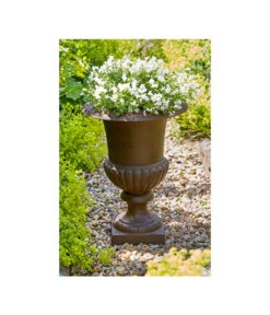 Esschert Design Französische Pflanzvase Aus Gusseisen, Dunkelbraun -Gardena Store 2542637 WE MO 002 FranzoesischeVaseausGusseisenrostfarbenVaseBlumenvaseTopfBlumentopfPflanzvasePflanztopfPflanzgefaess
