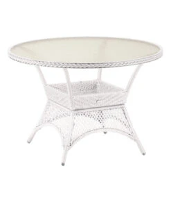 Best Alu-Korbtisch Madelene, Rund, Weiss, Ca. Ø110/H73 Cm