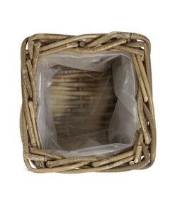 Van Der Leeden Rattan-Topf, Eckig, Grau-braun -Gardena Store 3528668 3529468 3529930 WE DE 001 RattanTopfeckiggraubraun