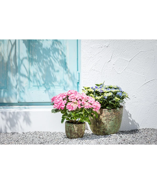 Dehner Keramik-Topf Rhodos, Rund, Blau-grün 4 Dehner Keramik-Topf Rhodos, Rund, Blau-grün – Bild 2