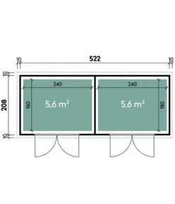 Wolff Finnhaus Gerätehaus Eleganto Duplex 5221, Ca. B542/H226/T228 Cm -Gardena Store 6618599 WE BG 001 FinnhausGeraetehaus