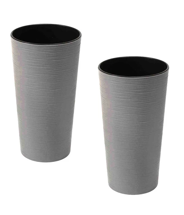 Siena Garden Kunststoff-Topf ECO Locon, Konisch, Grau, Ca. Ø25/H46,5 Cm, 2er-Set 3 Siena Garden Kunststoff-Topf ECO Locon, Konisch, Grau, Ca. Ø25/H46,5 Cm, 2er-Set
