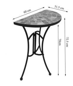 Dehner Mosaiktisch Grazia Halbrund, Ca. B60/H72,5/T31,5 Cm -Gardena Store 6875132 WE DE 001 TischhalbrundGraziaSkizze