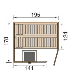 Weka Sauna Turku Mit Glastür Und Fenster Inkl. Ofen, Ca. B195/H205/T178 Cm 15 Weka Sauna Turku Mit Glastür Und Fenster Inkl. Ofen, Ca. B195/H205/T178 Cm -Gardena Store 6914543 WE DE 001 WekaSaunaTurkuGrundriss