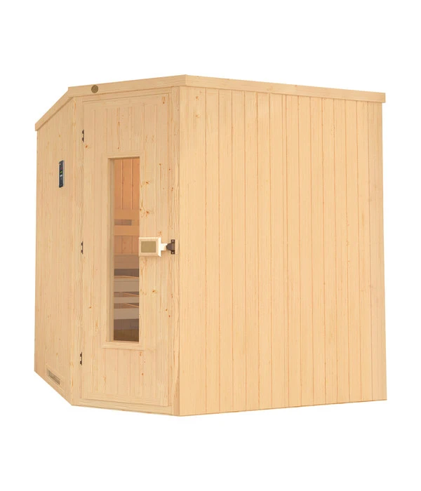Weka Ecksauna Varberg Mit Holztür Inkl. Ofen, Ca. B194/H199/T194 Cm 4 Weka Ecksauna Varberg Mit Holztür Inkl. Ofen, Ca. B194/H199/T194 Cm – Bild 2