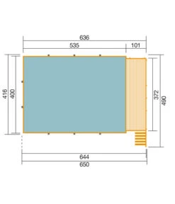 Weka Massivholzpool 595 Gr. 2, Ca. B650/H201/T490 Cm, Folie Sand -Gardena Store 6950612 WE DE 001 WekaPoolGrundrissNeu
